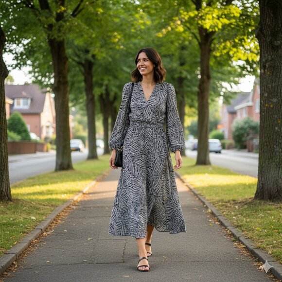 A New Day Women's Maxi Dress - Black/Cream Size XXL - Picture 1 of 11